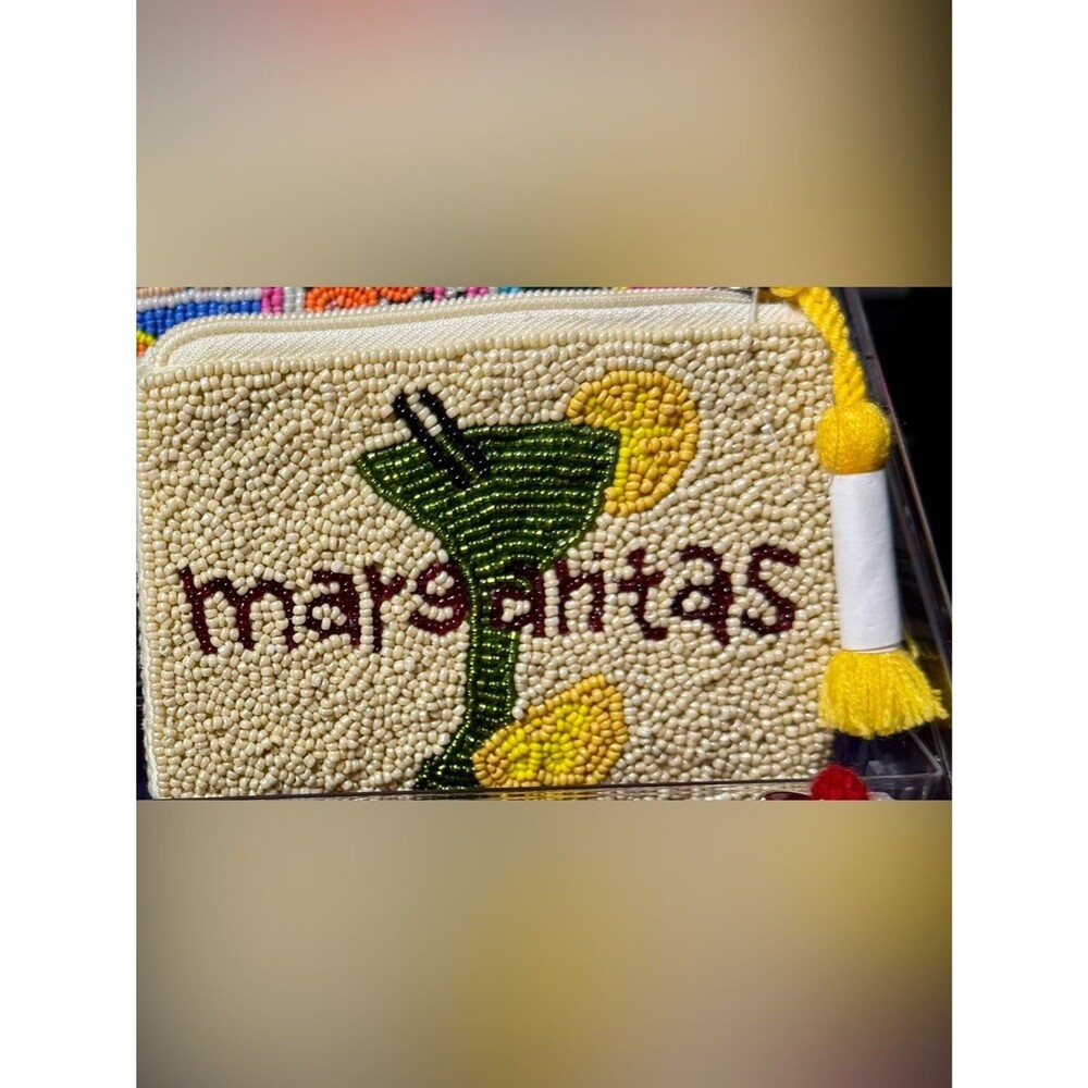 NWT America & Beyond Hand Beaded Margaritas Coin Purse Pouch